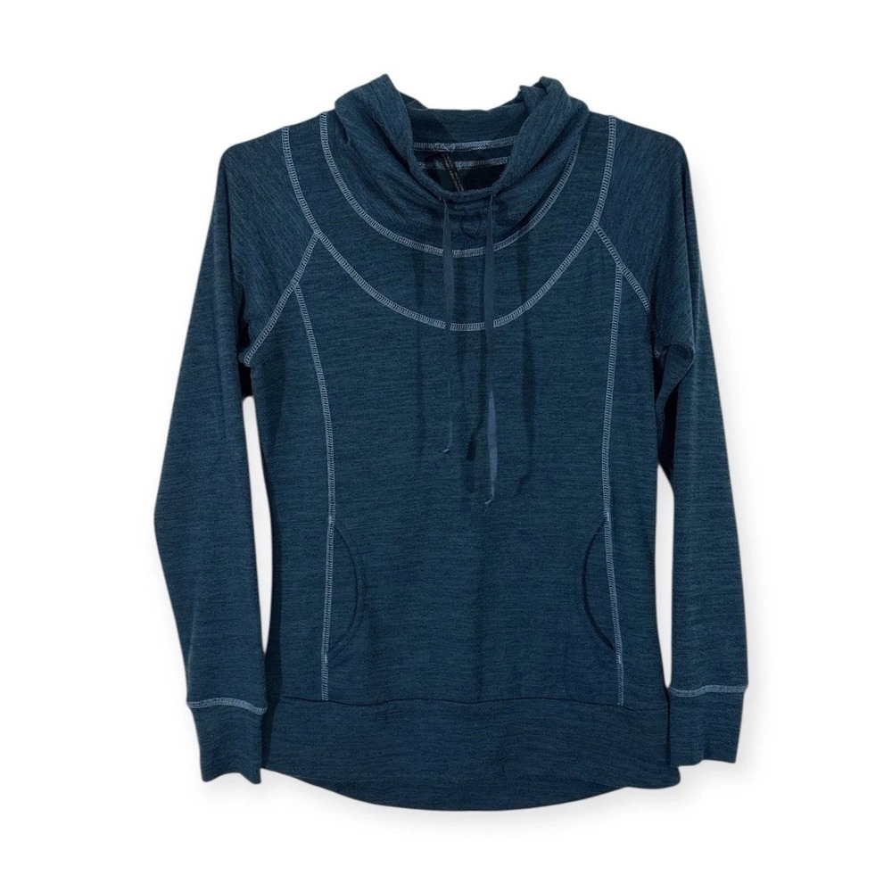 Kuhl Lea Pullover Cowl Neck Thumb‎ Loops BLUE Layer Hike Trek WOMENS SMALL